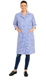 Tesmark Salopette da donna a quadretti, a maniche lunghe, stile casual, disponibile nelle taglie S-3XL, Blu, XXL
