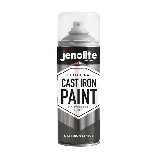 JENOLITE Gusseisen-Sprühfarbe, 400 ml, strukturierte Gusseisen-Effektfarbe, realistische Gusseisenfarbe, Sprühfarbe für verschiedene Oberflächen, ideal für DIY-Projekte, Basteln, Ornamente und vieles