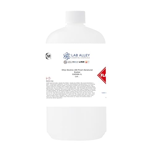 Lab Alley Denatured Ethanol 200 Proof, Kosher Certified, Halal, GMO-Free - 1 Liter