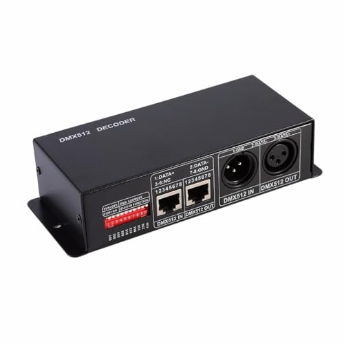 DMX Decoder 4 Channel DMX512 Decoder for RGB RGBW Strip Pixel LED...