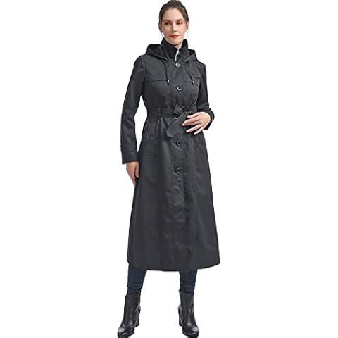 BGSD Women Paula Waterproof Hooded Long Rain Coat Black Small Cover