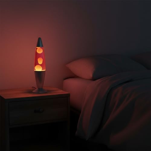 Image of KARP 16 Inch (Rocket Shap) Lava Lamp | Metal Base & Glass Body | Orange Water with Yellow Lava | SES R39 E14 25W Bulb Included | 220-240V 50Hz | Mains Plug with Inline ON /Off | Stylish Decor & Gift