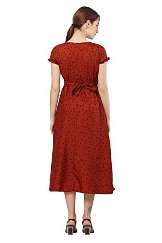 Image of Women's Frock Suit Synthetic Crepe Fabric Light Weight Polka Dot One Piece Stylist Dress