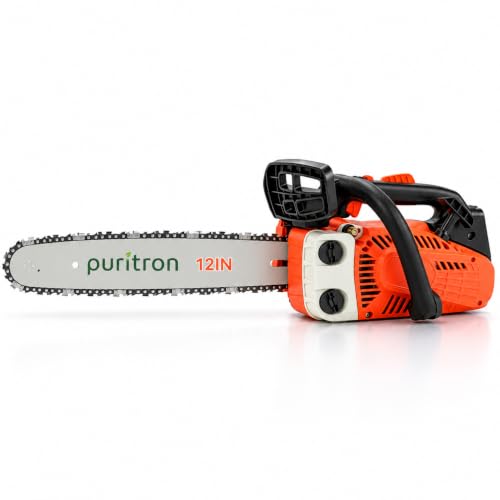 25.4CC 2-Stroke 12 Inch Top Handle Gas Chainsaw, Top Handle Gas Powered Chainsaw Petrol Handheld Cordless Chain Saw for Tree-climbing Tree Pruning Wood Cutting Firewood Preparation Yard Maintenance