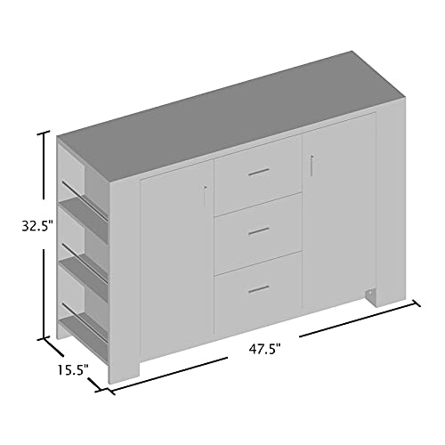 Iohomes Quincy Modern 3-Drawer On Metal Glides Dining Buffet With 2-Door Cabinet And 2 Side Wine-Glass Holders, Cappuccino #TOP2