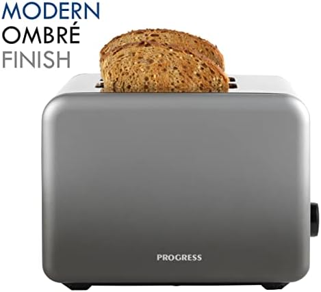 Progress EK4332PMETOMBRE Ombre Mist 2-Slice Toaster, 930W, 6 Levels of Browning Control, Indicator Lights & Wide Slots for Bagels, Crumpets & More, Grey