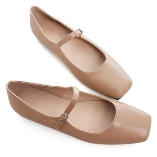 Image of TN TANGNEST Leather Flats for Women Retro Mary Jane Flats