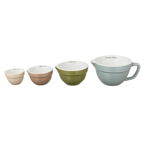 Stoneware Batter Bowl Measuring Cups, Set of 4 Sizes, Multicolor