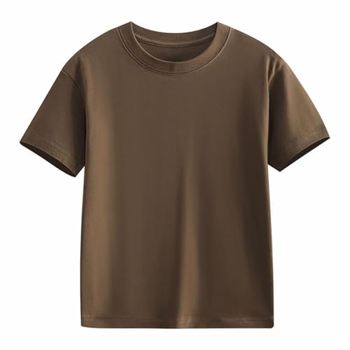 Camisetas de manga corta para niña de cuello redondo Camisetas 5 14 años Camiseta sin vientre, marrón, 12-13 años