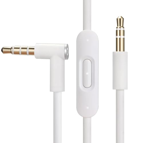 Asobilor Replacement Audio Cable Cord Wire Compatible with Beats Studio Solo Pro Detox Wireless Mixr Executive Pill with in Line Mic and Control (White)