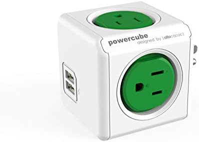 USB Wall Plug, Allocacoc Powercube |Original|, 4 Outlets and 2 USB Ports, Cell Phone Charger, Power Adapter, Surge Protection, Compact for Travel, Home and Office, Space Saving, Etl Certified