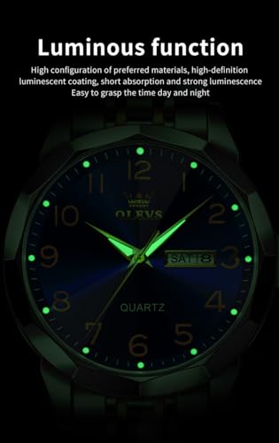 Image of OLEVS Watch for Men Simple Business Dress Analog Stainless Steel Waterproof Luminous Date Easy Read Men Wrsit Watch