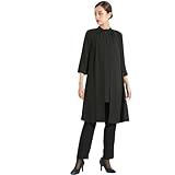 [ニッセン] ブラックフォーマル レディース 【喪服・礼服】 日本製生地使用 洗える防しわ前開きスタンドカラーデザインロングブラウス＋テーパードパンツセットアップ 大きいサイズ有 〔Callarus〕 黒 S