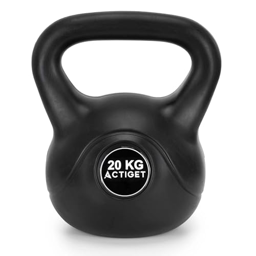 Kettlebell 20 kg für Krafttraining und Fitness Gewicht Home Gym aus ABS Zement mit ergonomischem Griff für Cross Training funktionelles Cardio Workout Reha Frauen Männer Actiget