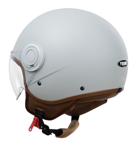 YEMA Helmet Jethelm DW-631 Moped Scooter ECE 3/4 Halbhelm für Herren Damen (Grau, M)