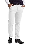 westAce Men's Chino Trousers Slim Fit Stretch Classic Wrinkle-Resistant Flat-Front Lightweight Twill Essential Casual Chino Trouser (Available in Big and Tall) (32W / 30L, White)