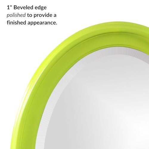 Image of Howard Elliott Collection George Oval Glossy Green Wall Mirror, Oval Bevelled Hanging Wood Framed Vanity Mirrors for Home Decor, Living Room, Bathroom, Bedroom, or Hallway, 25 x 33 Inch