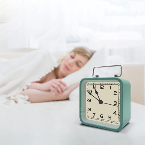 Réveil rétro blanc à quartz silencieux sans tic-tac pour table de nuit - 5