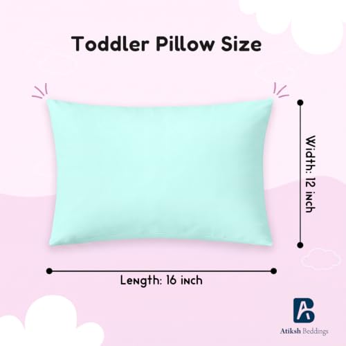 Image of Atiksh Beddings 12x16 Toddler Travel Pillow Cases, Pack of 2, 100% Egyptian Cotton, 600 Thread Count, Zipper Closure, Small Pillowcase for Kids, Daycare, Preschool & Travel, Aqua Blue