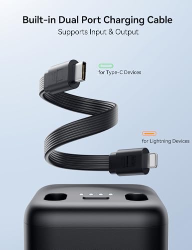 5000mAh Portable Charger for Apple Watch, 3-in-1 Power Bank with Built-in Cable & Magnetic Wireless Charger, Compatible Only with iWatch 11-2/Ultra/Se, iPhone, AirPods,Black image 4