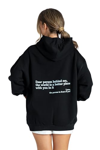 Lang Horn Dear Person Behind Me Hoodie You Are Enough Graphic Sweatshirts for Women Mental Health Awareness Shirt Pullover Top 2025 Small Black