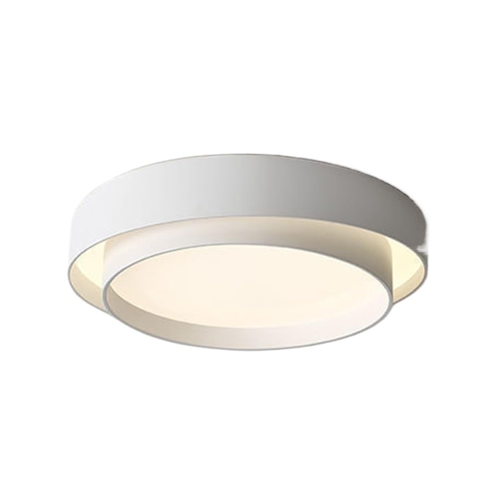 LUOYAOB Modern Minimalist 15.7in Layered Ring Design Ceiling Lights Acrylic Shade Flush Mount Ceiling Lamp Iron Body 3-Color Dimmable Ceiling Light Fixture for Bedroom Living Room Study Office(White)