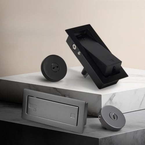 Cerradura de puerta corrediza elegante en aleación de zinc negro para interiores de 35-45mm 3