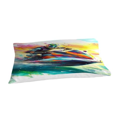 Housse de couette jet ski imprimé parure de lit 2 pièces microfibre zippée - 7