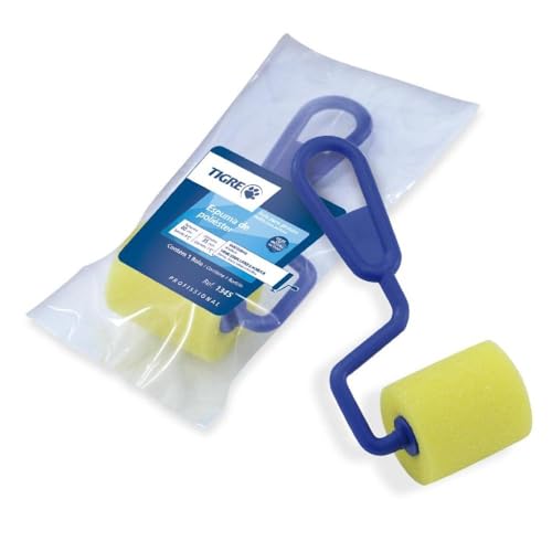 Rolo Espuma Amarela Poliéster com Suporte, Tigre 61345040, Amarelo, 4cm