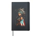 Boricua Taina Woman Coqui Puerto Rico Warrior Boriquen Pride Hardcover Journal, Black