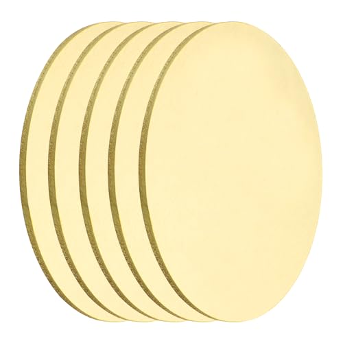 MECCANIXITY 5 Pcs Round Brass Plate, 60mm(2.36") Dia Pure Copper Sheets,3mm H62 Brass Copper Metal Sheet for Crafts, DIY, Electrical Repairs, Industrial Use, Metal Stamping