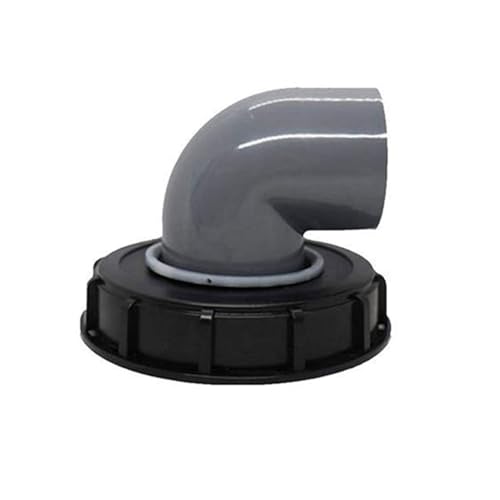 Hbbgdiy Tapa de Barril de tonelada, Cubierta de plástico de Barril de tonelada, 163 mm, 90 Grados, Agua de Lluvia, Tapa de Tanque IBC, Accesorios de de Filtro, Negro