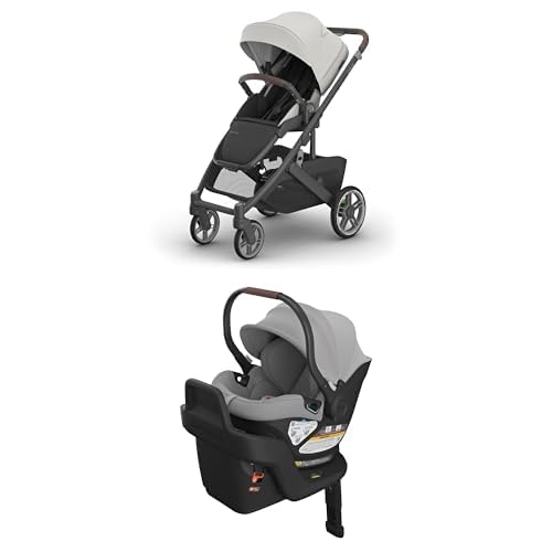 UPPAbaby Cruz V3 Stroller + Aria Lightweight Car Seat Travel System Combo – Toddler Seat, Bumper Bar, Bug and Rain Shields, Car Seat Base, and Infant Insert Included – Savannah (Grey) + Anthony (Grey)