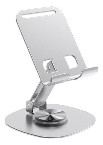 Suporte de Mesa Dobrável para Celular, Rotação 360°, Metal,Pedestal Dobrável e Retrátil, Feito em Me