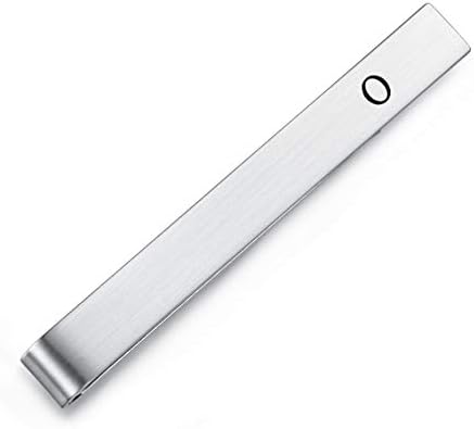 Honey Bear Mens Initial Alphabet Letter Tie Clip Bar - Normal Size Stainless Steel For Business Wedding Gift,5.5cm,Brushed Silver with Black A - Z