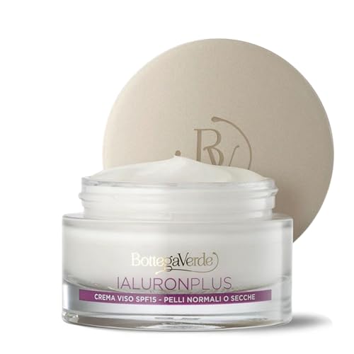 Bottega Verde - Ialuron Plus, Crema Viso Antirughe e Antietà, 50 ml, con Acido Ialuronico, SPF 15, Azione Idratante e Ricompattante, Pelli Normali o Secche