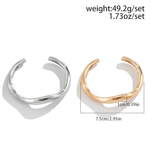 Large Gold Cuff Bracelets for Women Chunky Stack Wavy Irregular Cuffs Bangle Accessories Vintage Large Stackable Non Tarnish Statement Jewelry3