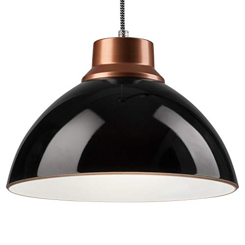 Lámpara de techo de cristal E27 Lámpara colgante (color: Negro/Cobre) Lámpara industrial vintage Lámpara con cable