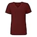 Womens Summer Tops Trendy Eyelet V Neck T Shirts Loose Casual Short Sleeve Tshirts Shirts Turtleneck Tee (Brick Red, S)