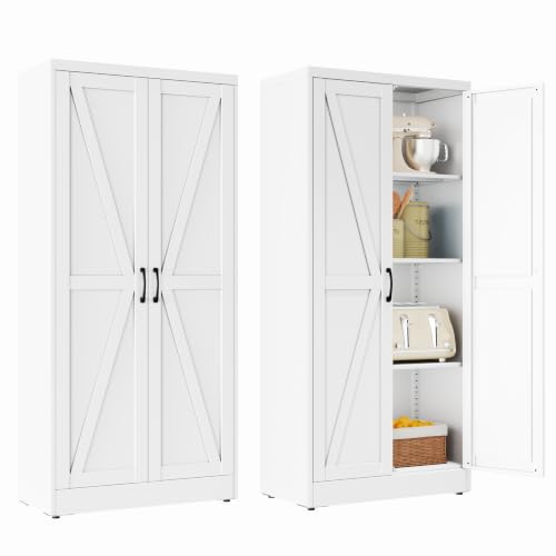 Image of PAOFIN 63 inch White Metal Storage Pantry Cabinet