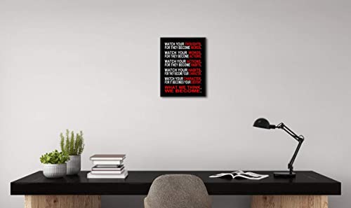 Pyradecor Black Framed Ready To Hang Watch Your Thoughts Motivational Classroom Poster Modern Canvas Prints Wall Art Paintings Pictures Artwork For Office Living Room Home Decorations #TOP1