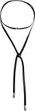 versilbert styleBREAKER Choker Kette mit verschiebbarem runden Anhänger und Metallspitzen, Necklace, Halsband, Band, Damen 05030026, Farbe:Schwarz-Silber