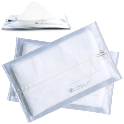 Image of Butipods Reusable Travel Wipes Case - Portable Moisture-Retaining Pouch, Slim Holder and Convenient Container for Diaper Bag, Dispenser for Hand, Face, Makeup Removal, and Wet Wipes - Set of 2 (Clear)