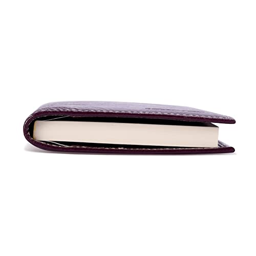 Image of HISCOW Slim Leather Checkbook Cover for Personal Checks, Antiqued Purple, One Size, Minimalist | Full grain cowhide, transaction register & check book pockets, removable duplicate divider, durable stitching, gifts for men