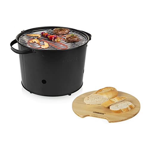 Princess Hybridgrill - Holzkohle- oder Elektrogrill - Tragbar & Vielseitig - Grillfläche Ø 32 cm - 1400 W - 112240