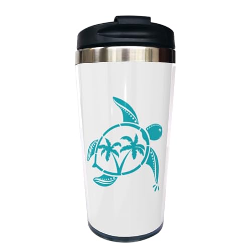 Fenmshairy Sea Turtle Travel Coffee Mug for Men Women, Animal Stainless Steel Thermal Insulated Tumbler Cup with Filp Lid, Father's Day Birthday Gift for Friend Sister Turtle Lovers, 13 Oz