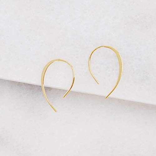 Humble Chic Upside Down Hoop Earrings - Hypoallergenic Lightweight Wire Needle Drop Dangle Threader Hoops for Women, Safe for Sensitive Ears, 1" inch - 18K Gold Plated