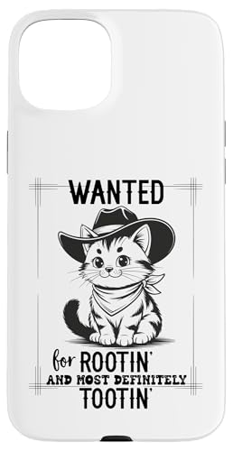 Wanted for Rootin Most Definitely Tootin Cowboy Cat Farting �X�}�z�P�[�X iPhone 15 Plus �p