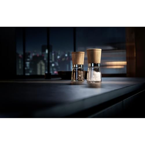 Foto von WMF Ceramill Nature Salz und Pfeffermühle Set 2-teilig, Gewürzmühle holz, unbefüllt, für Salz, Pfeffer, Chilli, Salzmühle, Pfeffermühle Holz, Grinder, Keramikmahlwerk