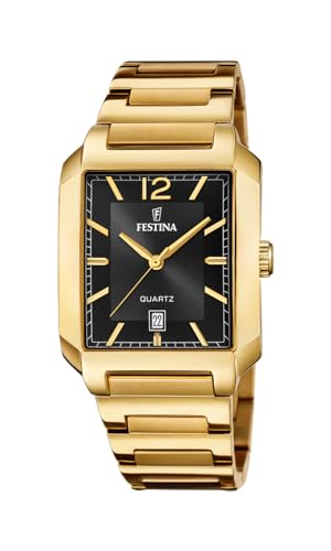 Festina Montre Homme Analogique en Acier Inoxydable 316L Doré - Mouvement Quartz - Calendrier -...